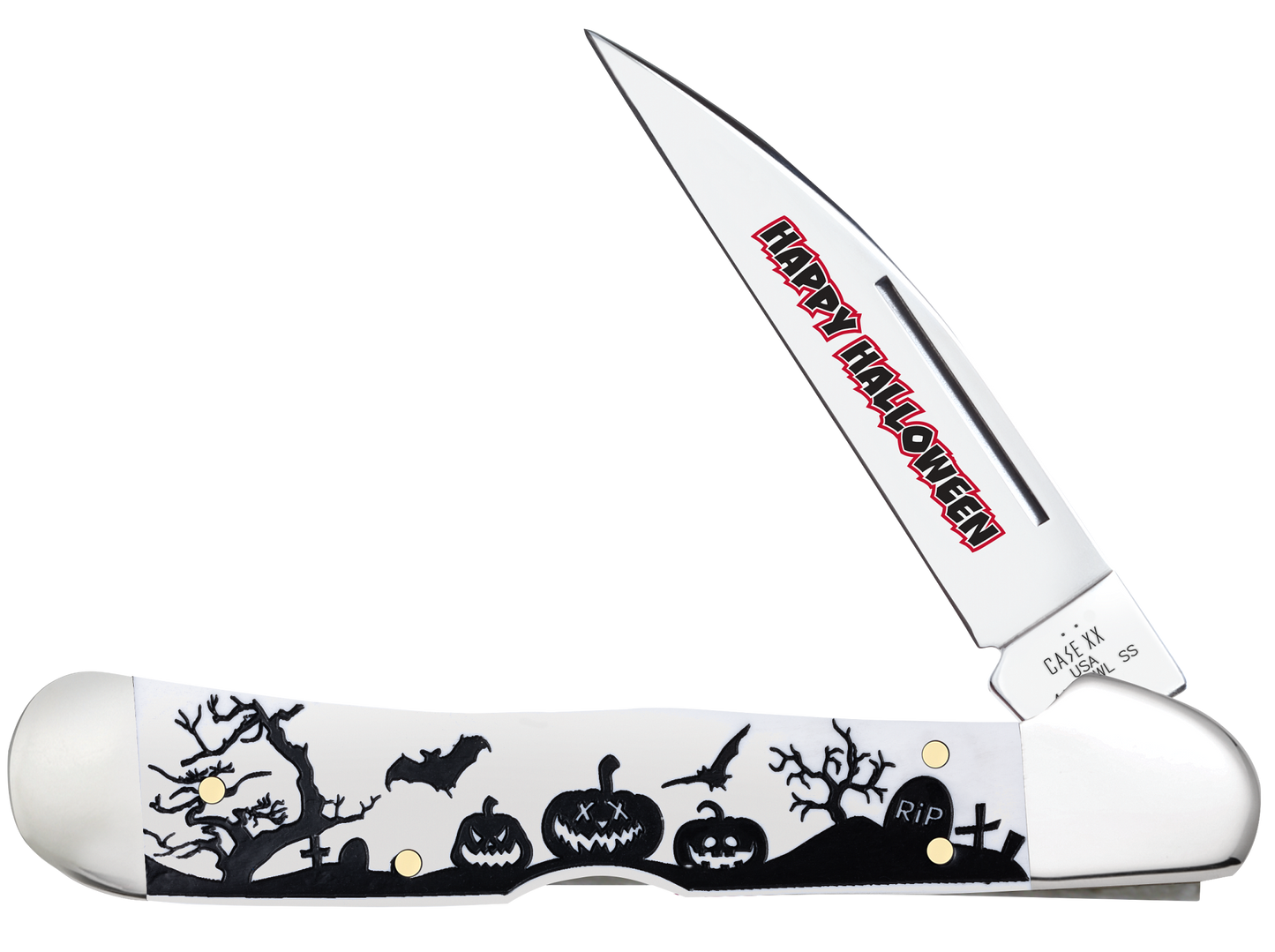 Case CopperLock Happy Halloween 2025 White Synthetic Model # 10641 Pattern (41549WL SS)