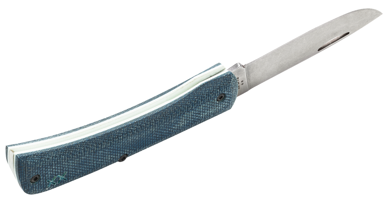 Case Sod Buster Jr  Crossroads Blue Denim Canvas Laminate White G10 Smooth XR Model # 10808 Pattern (XR10137 S35VN)