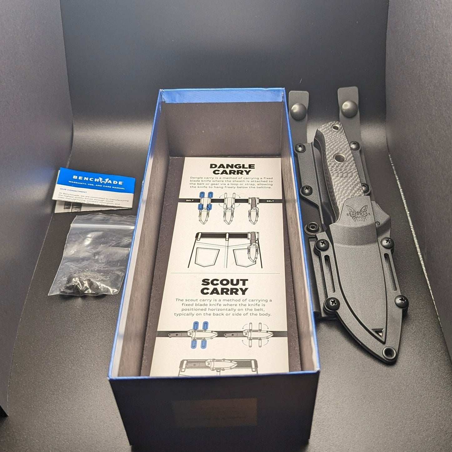 Benchmade Mini Bushcrafter Carbon Fiber 165BK with box