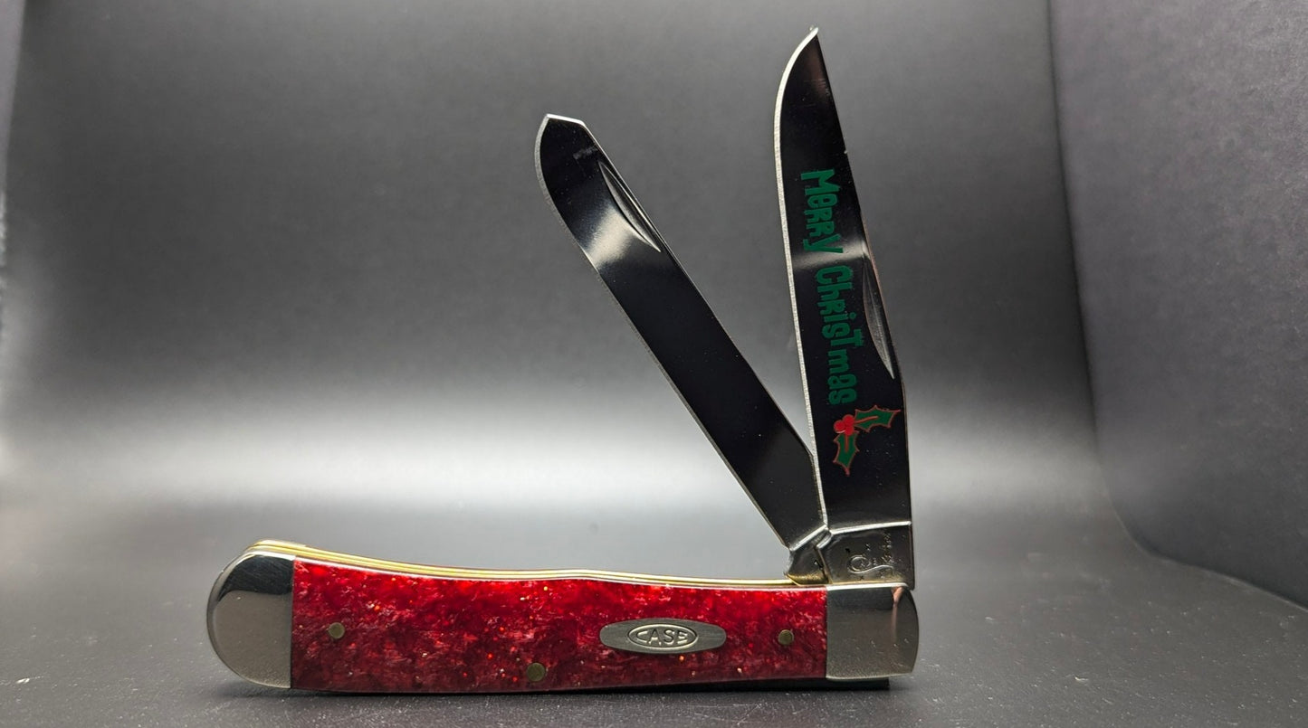 Case Trapper 52400 Merry Christmas Red Sparkle Kirinite (10254 SS) Front