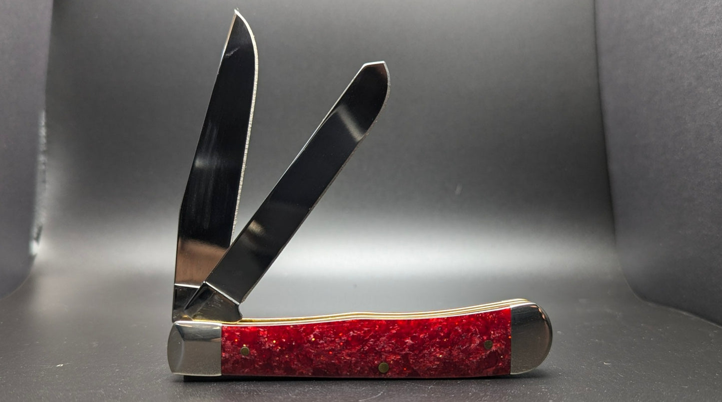 Case Trapper 52400 Merry Christmas Red Sparkle Kirinite (10254 SS) Back