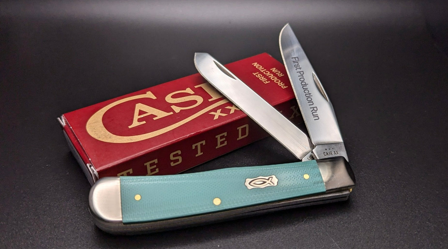 Case Trapper 95810 Seafoam Green Smooth G-10 (10254 SS) with Box