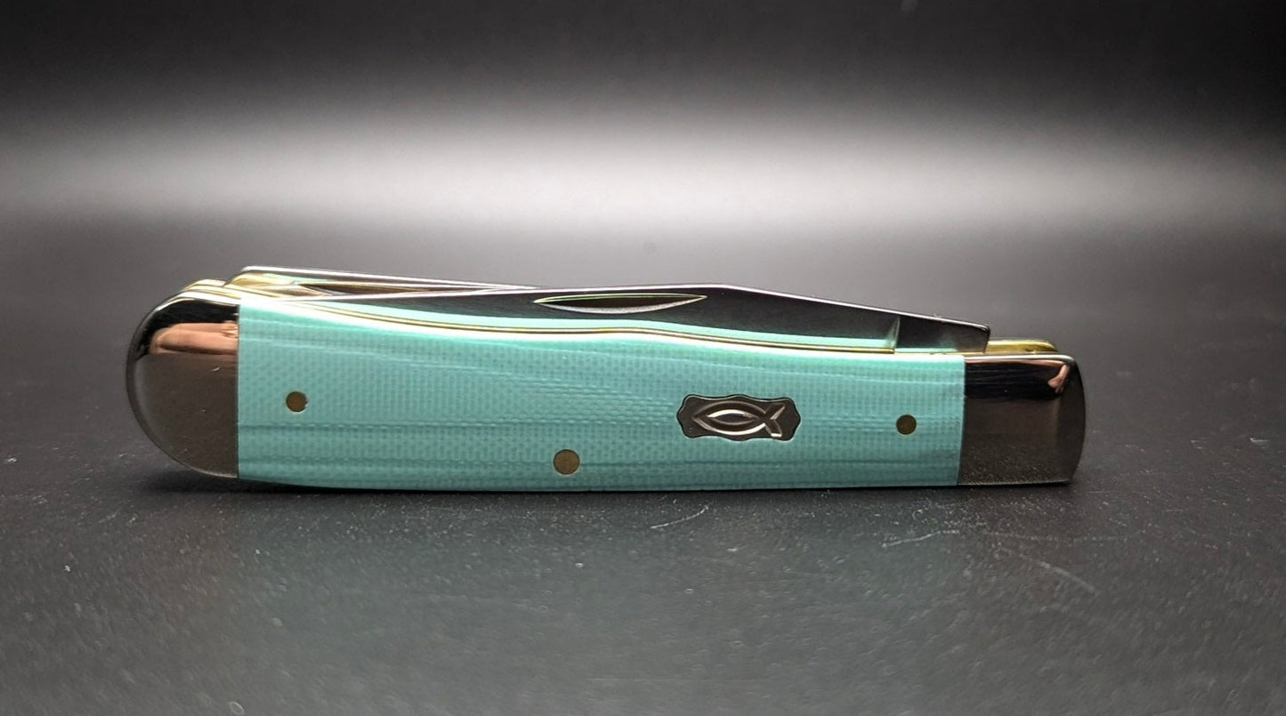 Case Trapper 95810 Seafoam Green Smooth G-10 (10254 SS) Closed Front