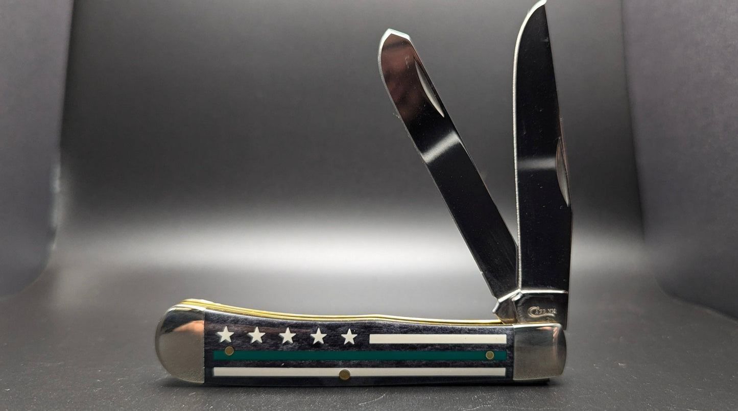 Case Trapper 09575 Green Line Stripes of Service Flag (6254 SS) Front