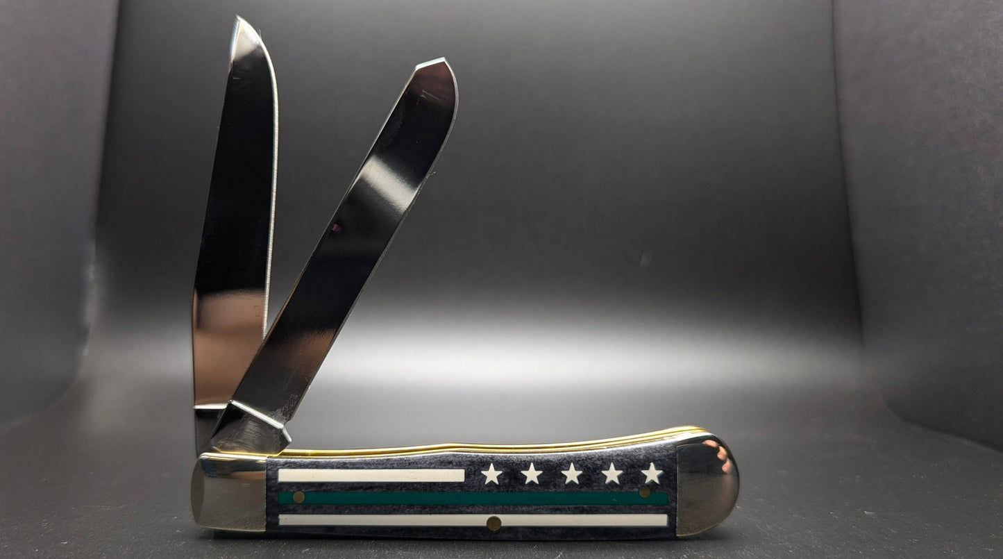 Case Trapper 09575 Green Line Stripes of Service Flag (6254 SS) Back
