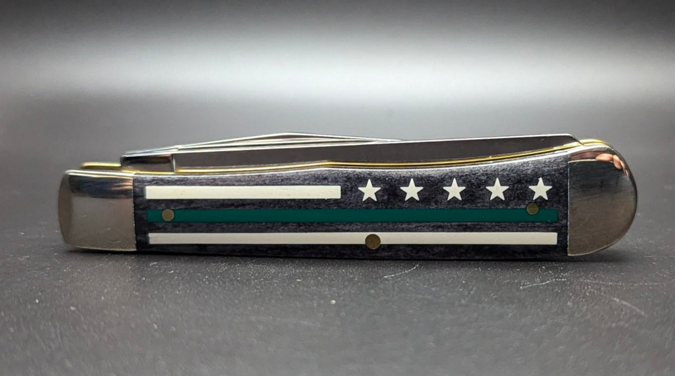 Case Trapper 09575 Green Line Stripes of Service Flag (6254 SS) Closed Back