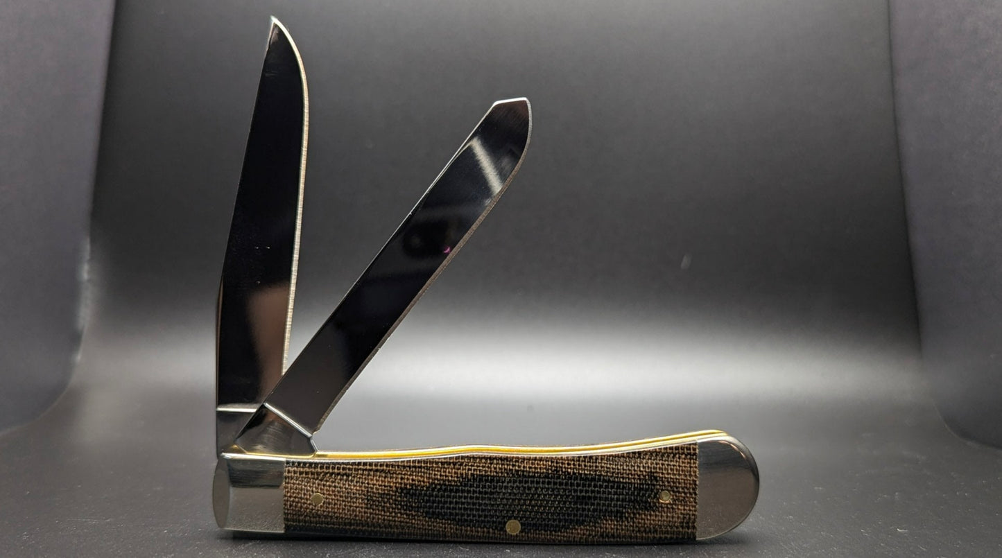 Case Trapper 23470 Smooth Black/Green Natural Canvas Micarta (10254 SS) Back