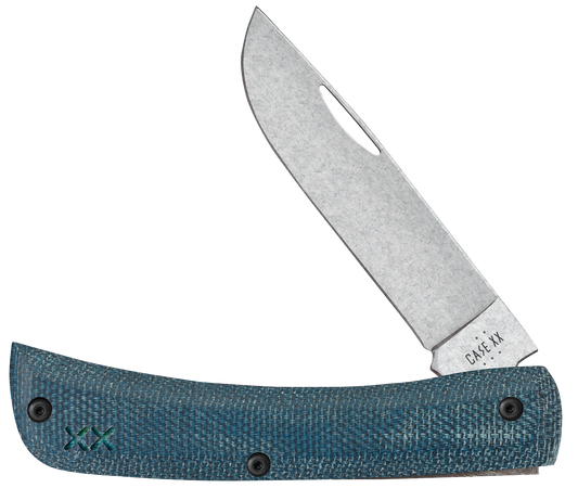 Case Sod Buster Jr  Crossroads Blue Denim Canvas Laminate White G10 Smooth XR Model # 10808 Pattern (XR10137 S35VN)