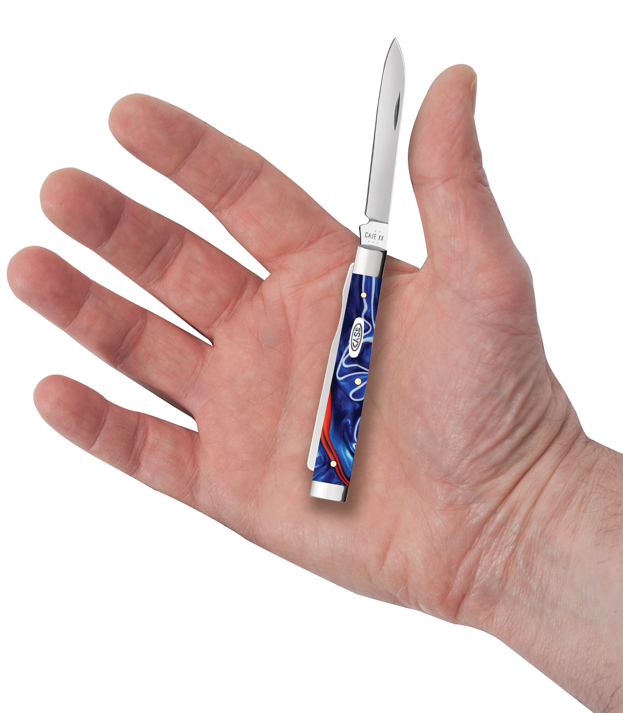 Case Baby Doc Patriotic Kirinite Model # 11227 Pattern (10282SP SS) with Hand Size Compare