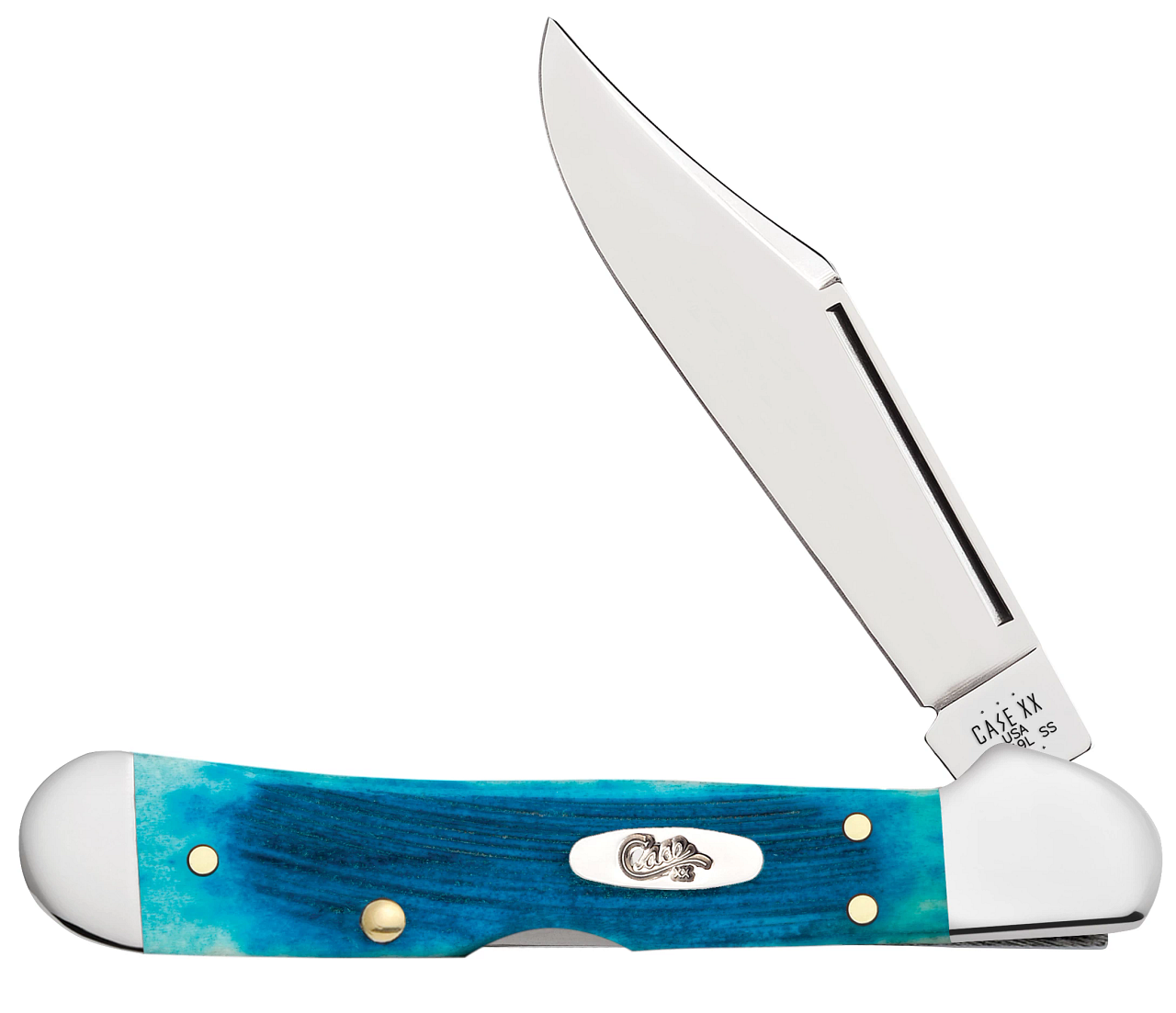 Case Mini CopperLock Caribbean Blue Bone Sawcut Jig Model # 25585 Pattern (61749L SS)