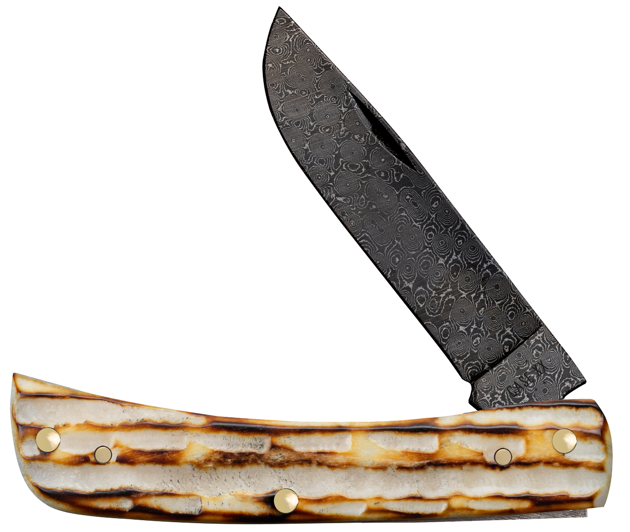 Case Sod Buster Jr Jigged Burnt Natural Bone Model # 27235 Pattern ( 6137 DAM )