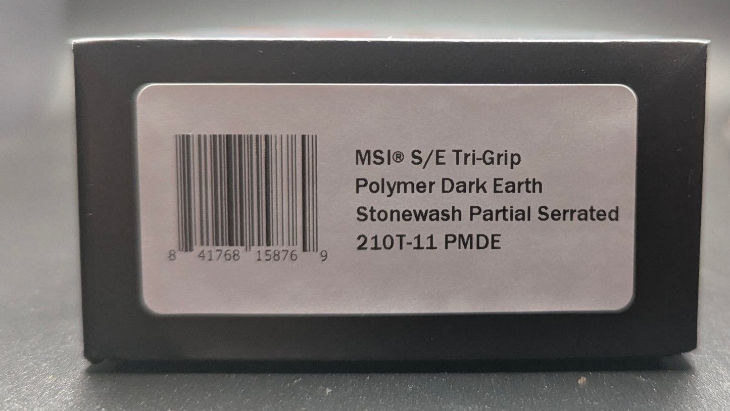 MSI S/E Tri-Grip Polymer Dark Earth Stonewash Partial Serrated 210T-11 PMDE