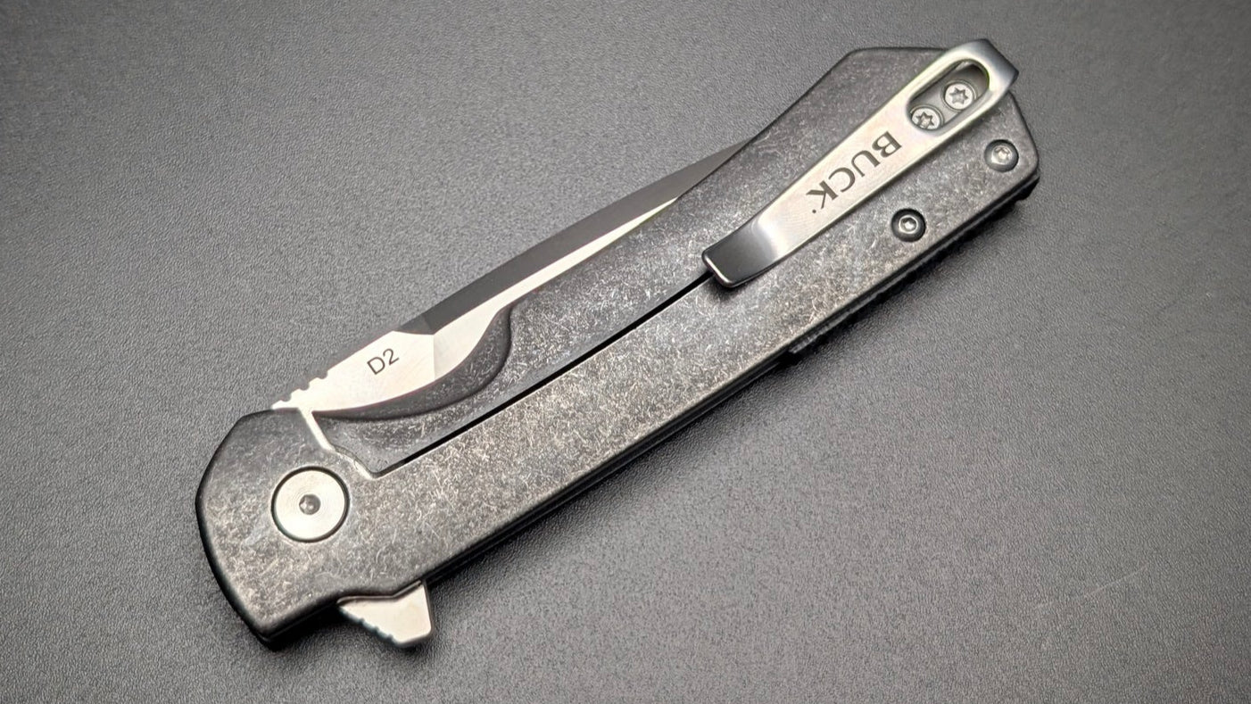 Buck 714 Black with aluminum Handle and Carbon Fiber inserts