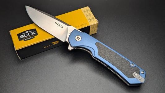 Buck 714 Blue with aluminum Handle and Carbon Fiber inserts