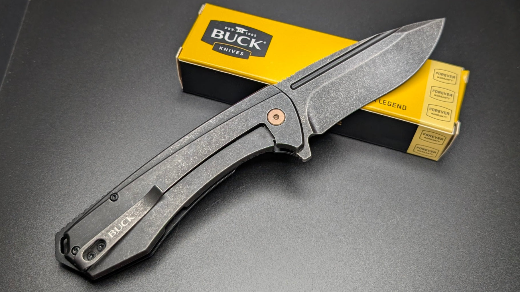 Buck 713 Ruckus Black aluminum handle and Black Blade