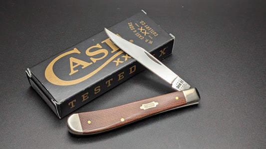 Open Front Case Slimline Trapper Natural Canvas Micarta Smooth Model #23691 Pattern (101046 SS)