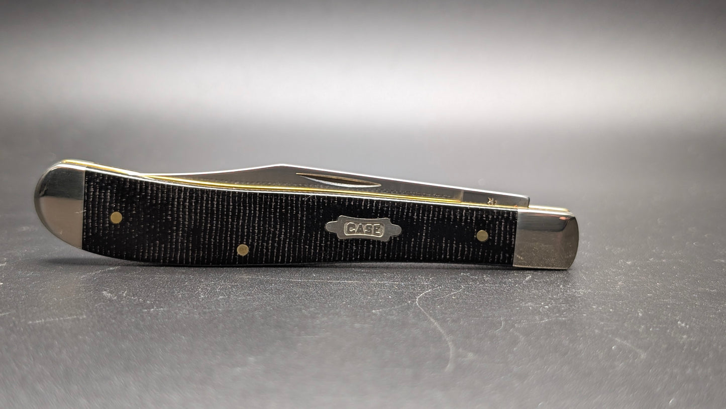 Case Slimline Trapper Black Canvas Laminate Model #23135 Pattern (101046 SS) Closed Front