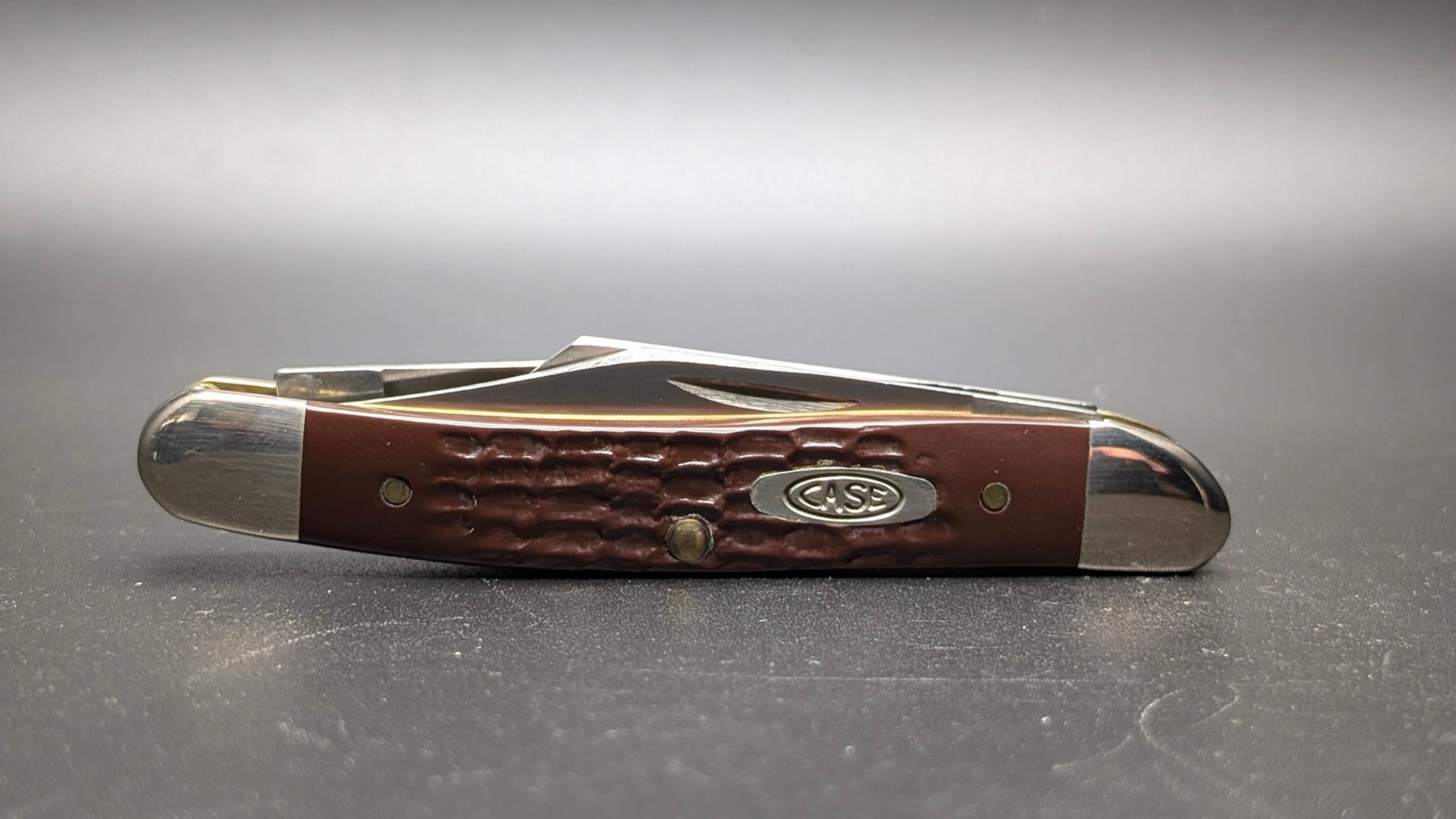 Closed Pocket Knife Case Stockman Delrin Brown