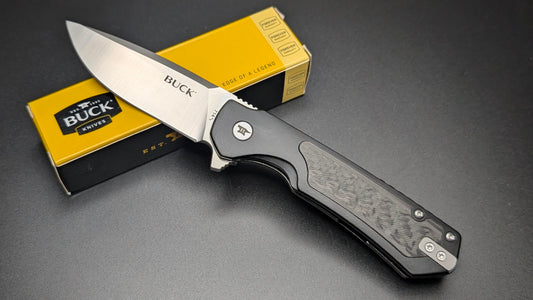 Buck 714 Black with aluminum Handle and Carbon Fiber inserts