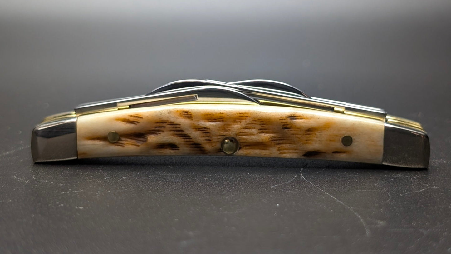 Case Small Congress Amber Bone Peach Seed Jig Model # 10723 Pattern (6468 SS)