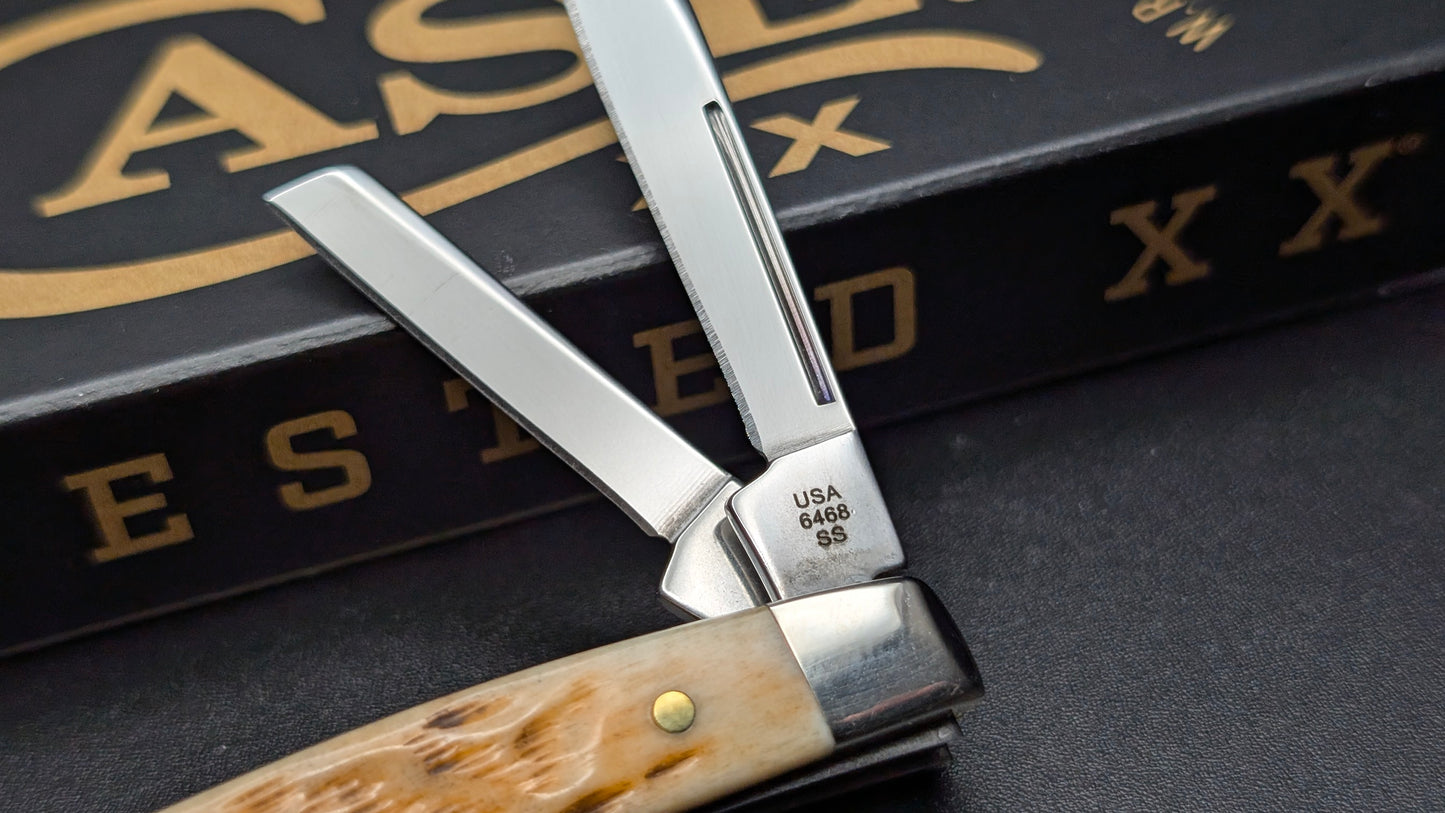 Case Small Congress Amber Bone Peach Seed Jig Model # 10723 Pattern (6468 SS)