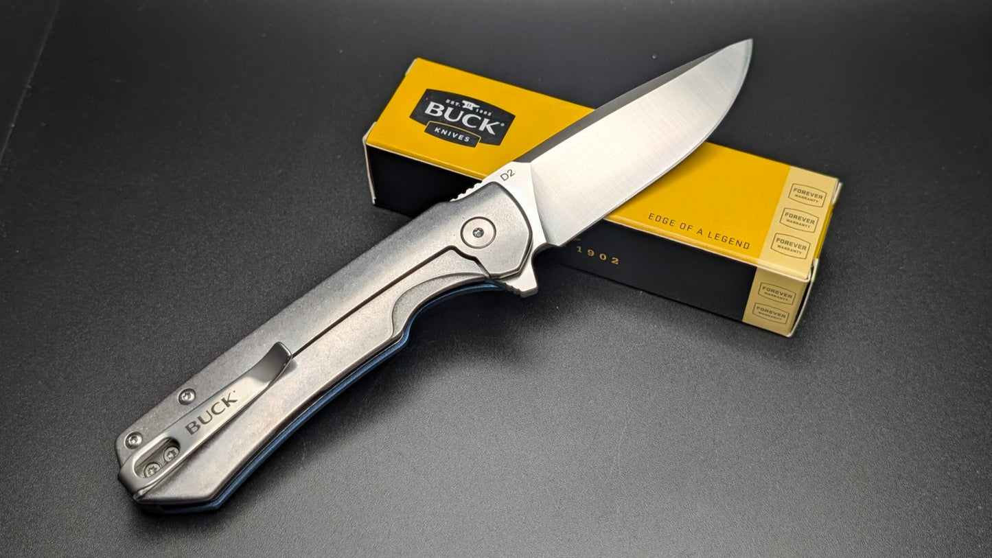 Buck 714 Blue with aluminum Handle and Carbon Fiber inserts