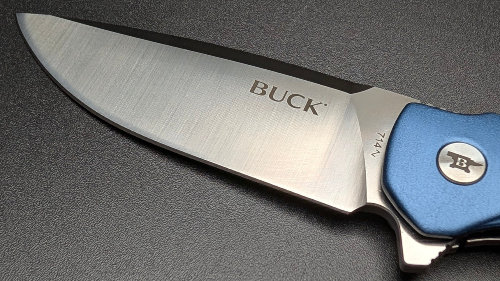 Buck 714 Blue with aluminum Handle and Carbon Fiber inserts