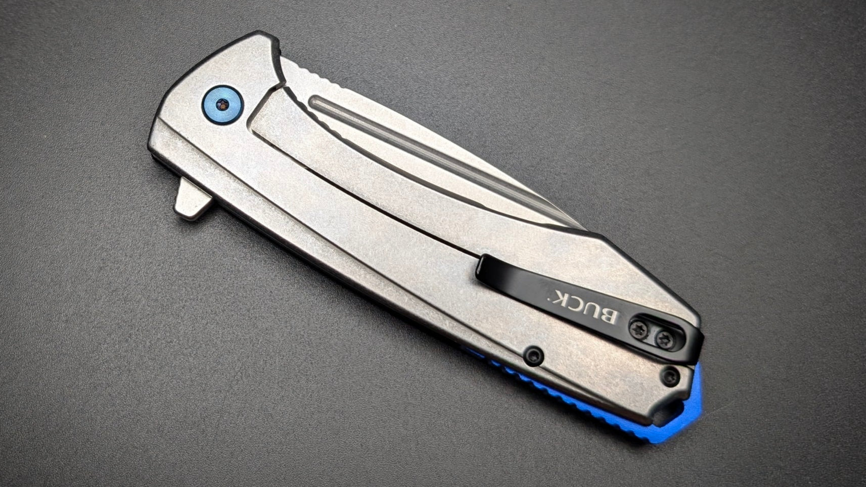 Buck 713 Ruckus Black and Blue aluminum handle and Satin Blade