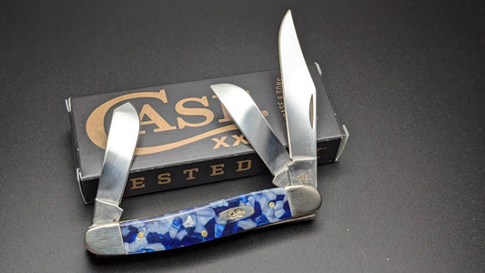 Case Blue Crackle Kirinite Smooth Stockman Model #50722 Pattern (10347 SS) Open Front with box