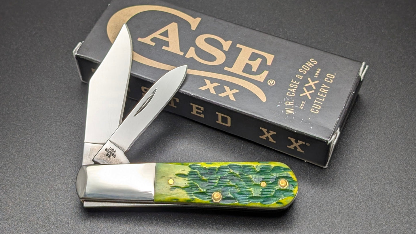 Case Barlow Green Apple Bone Peach Seed Jig Model # 27865 Pattern (62009 1/2 SS)