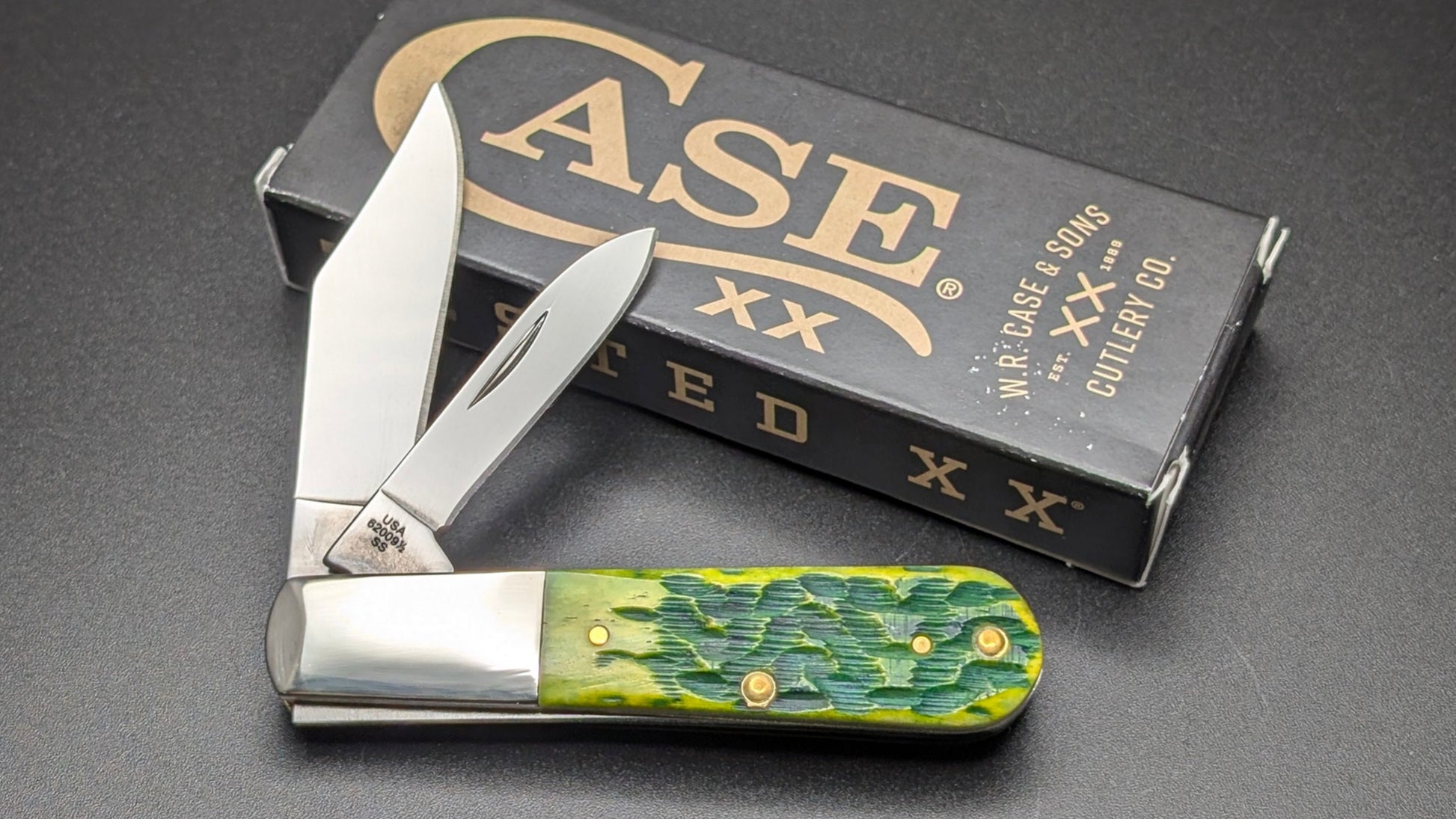 Case Barlow Green Apple Bone Peach Seed Jig Model # 27865 Pattern (62009 1/2 SS)