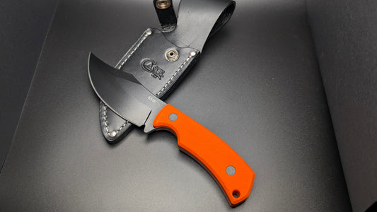 Fixed Blade Case Knife With Sheath and Orange Handle