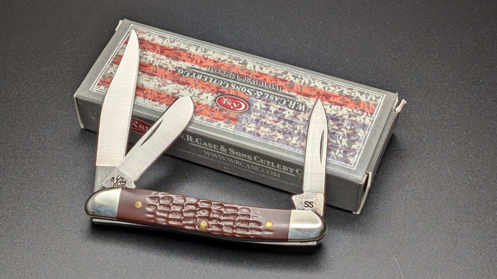 Case Stockman Brown Delrin 3 Blades Pocket Knife
