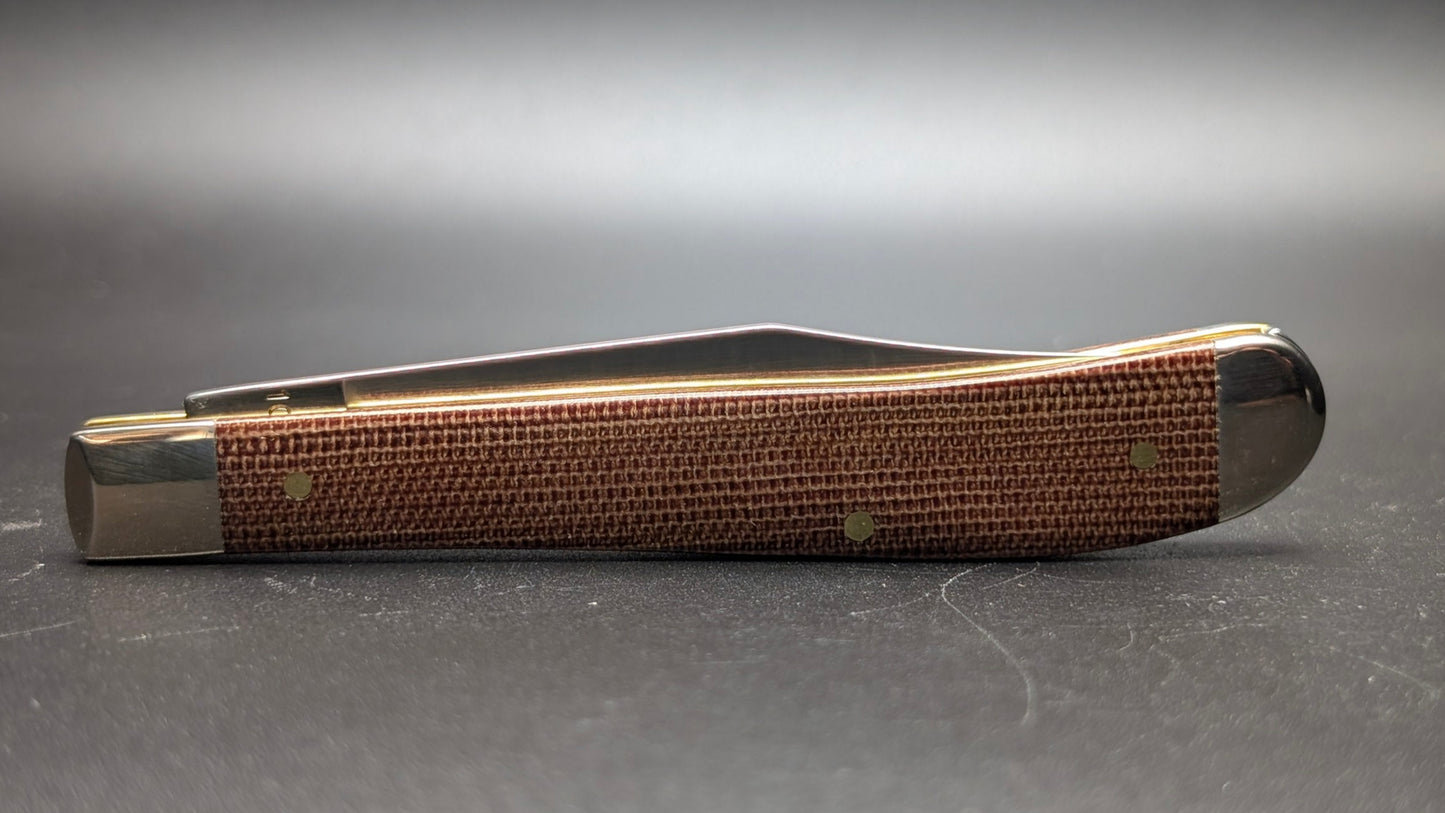 Closed Back Case Slimline Trapper Natural Canvas Micarta Smooth Model #23691 Pattern (101046 SS)
