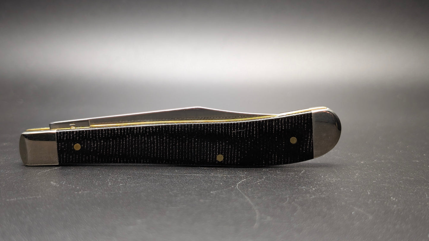 Case Slimline Trapper Black Canvas Laminate Model #23135 Pattern (101046 SS) Closed Back